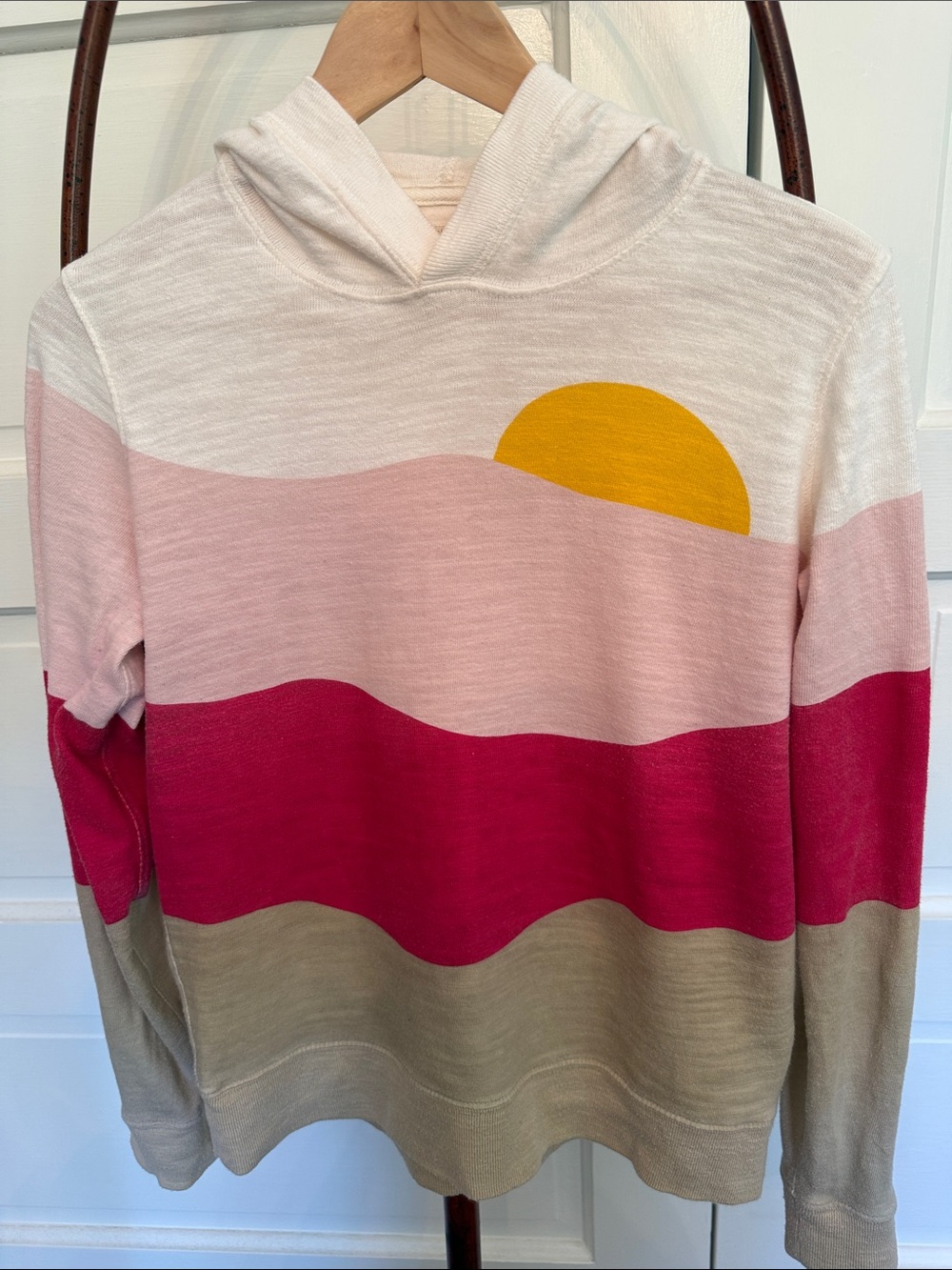 Fehrity Organic Cotton Sunset Hoodie Pink Colorblock Coastal XS